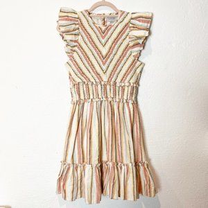 Saylor Striped Smocked Ruffled Mini Dress XL